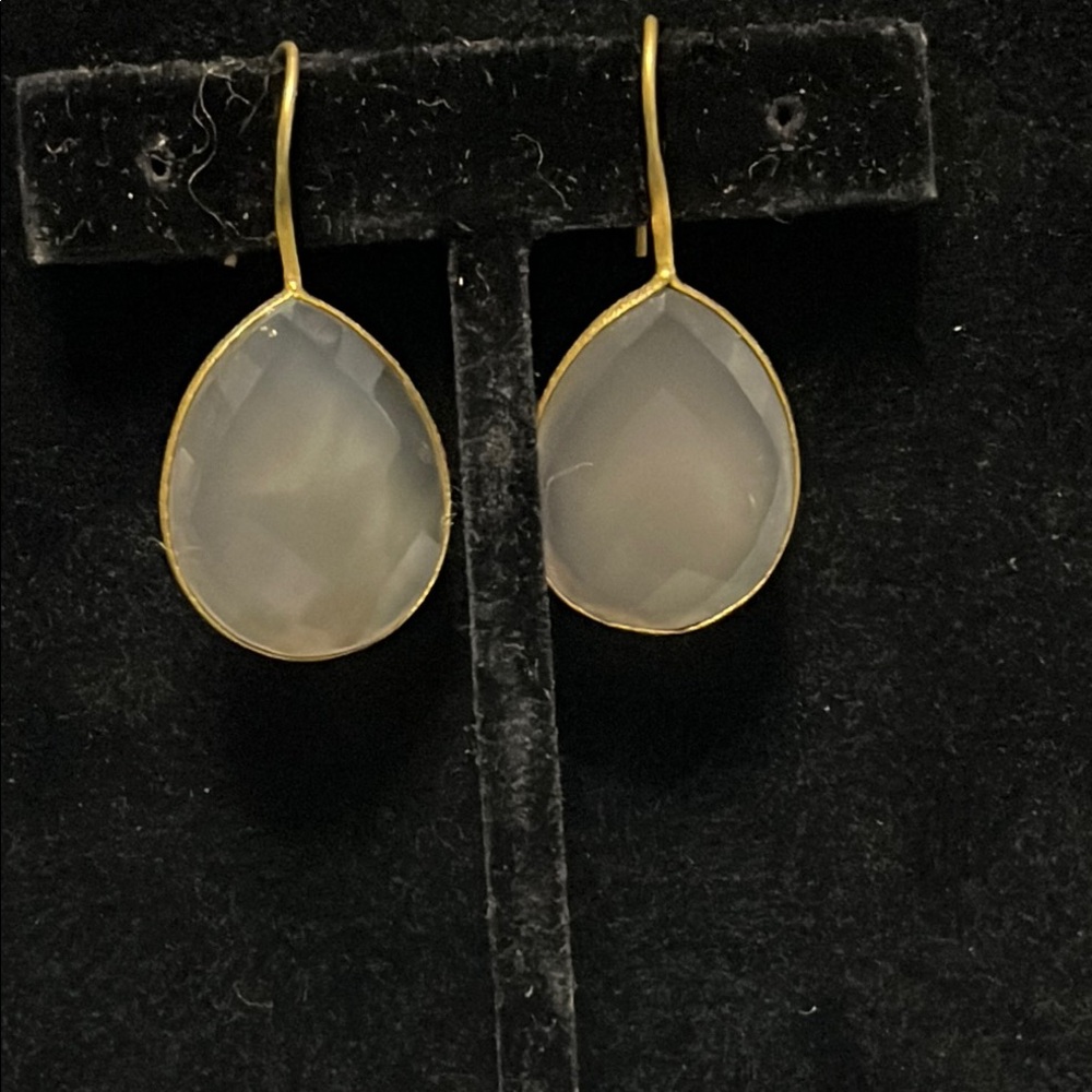 Gold-Toned Frosted Teardrop Dangle Earrings